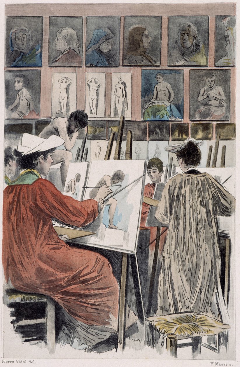 Les paintresses: atelier de dames - in "" Nos contemporains "" by Pierre Vidal alkotó: French School