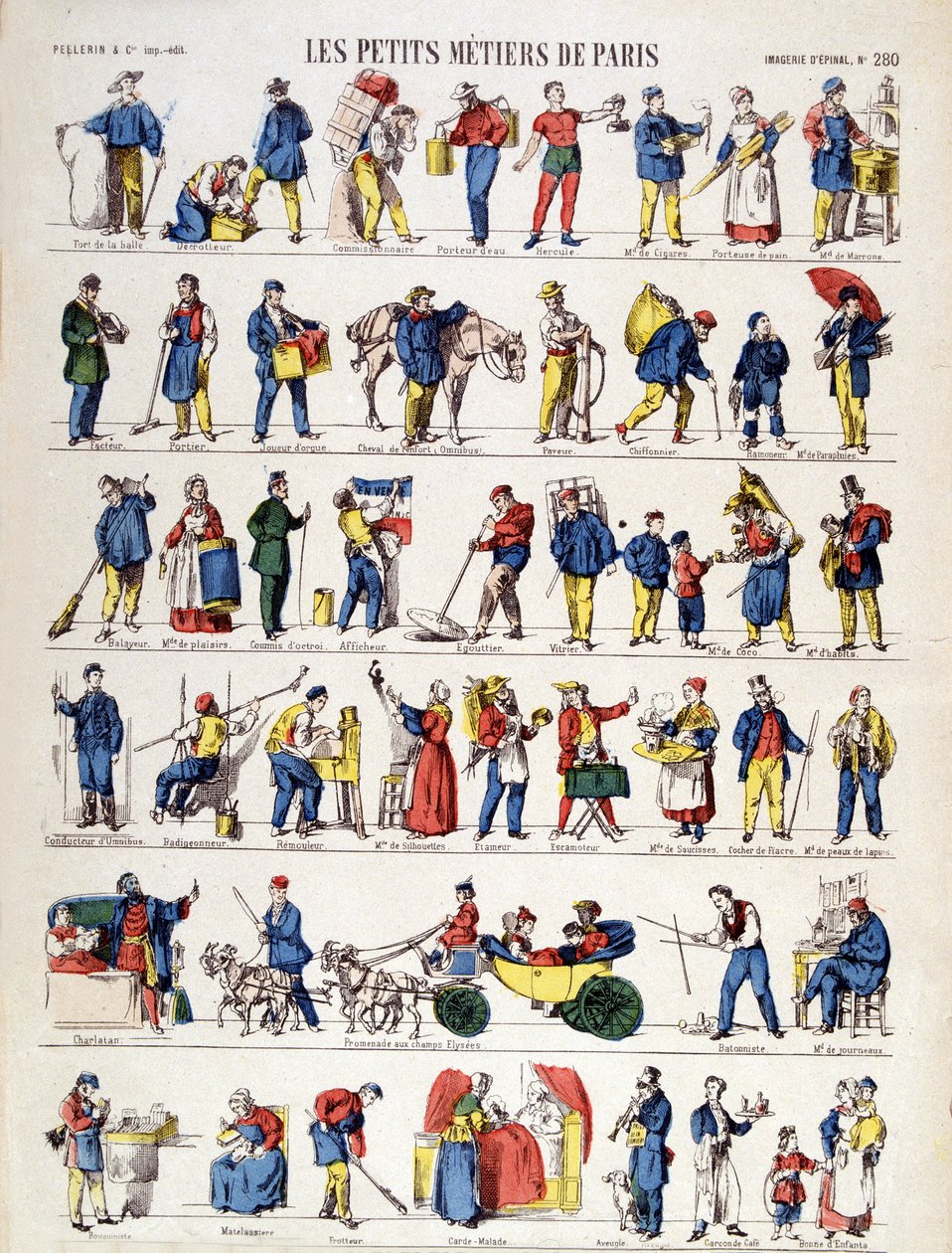 Les petits metiers de Paris, a 19. századi Epinal képe (metszet) alkotó: French School