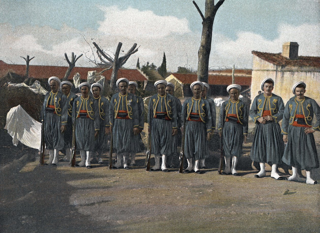 Az algériai puskások a „” Katonai albumban: Afrika hadserege. Gyalogság – lovasság”” alkotó: French School