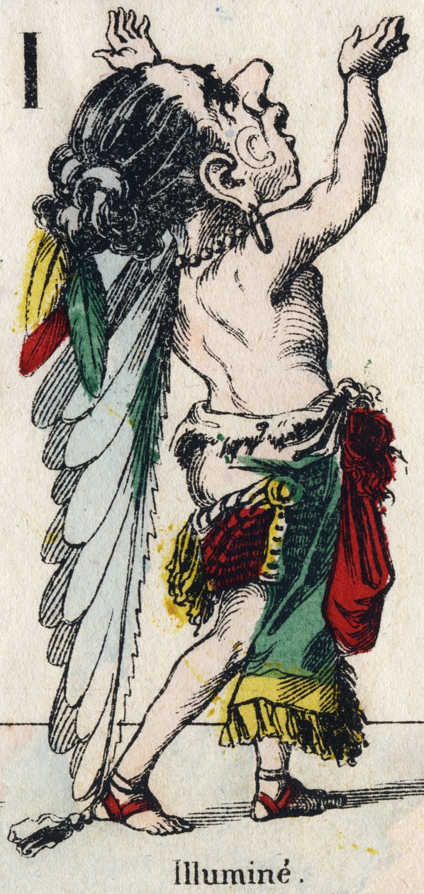 I. betű: világíts. Gravírozás „” Comic Alphabet”-be”. Új Epinal képalkotás. Litográfia Pinot et Sagaire, szerkesztők, 1860 és 1888 között. 491. sz. tábla 25 világító betűvel. Mérete: 40,5x28 cm. Magángyűjtemény alkotó: French School