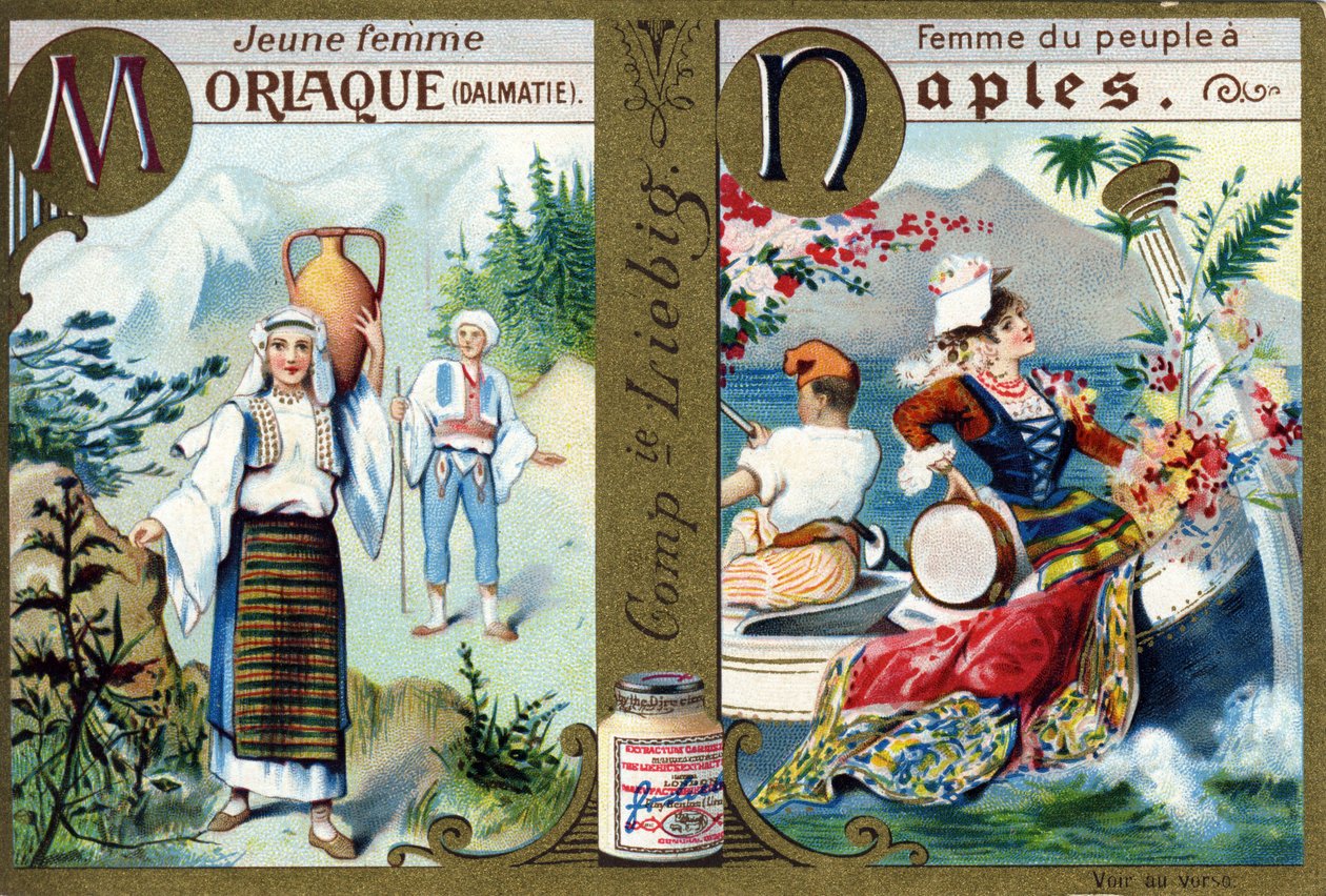 Letter M as Morlac Young Woman and N as Woman of the People in Naples. Women