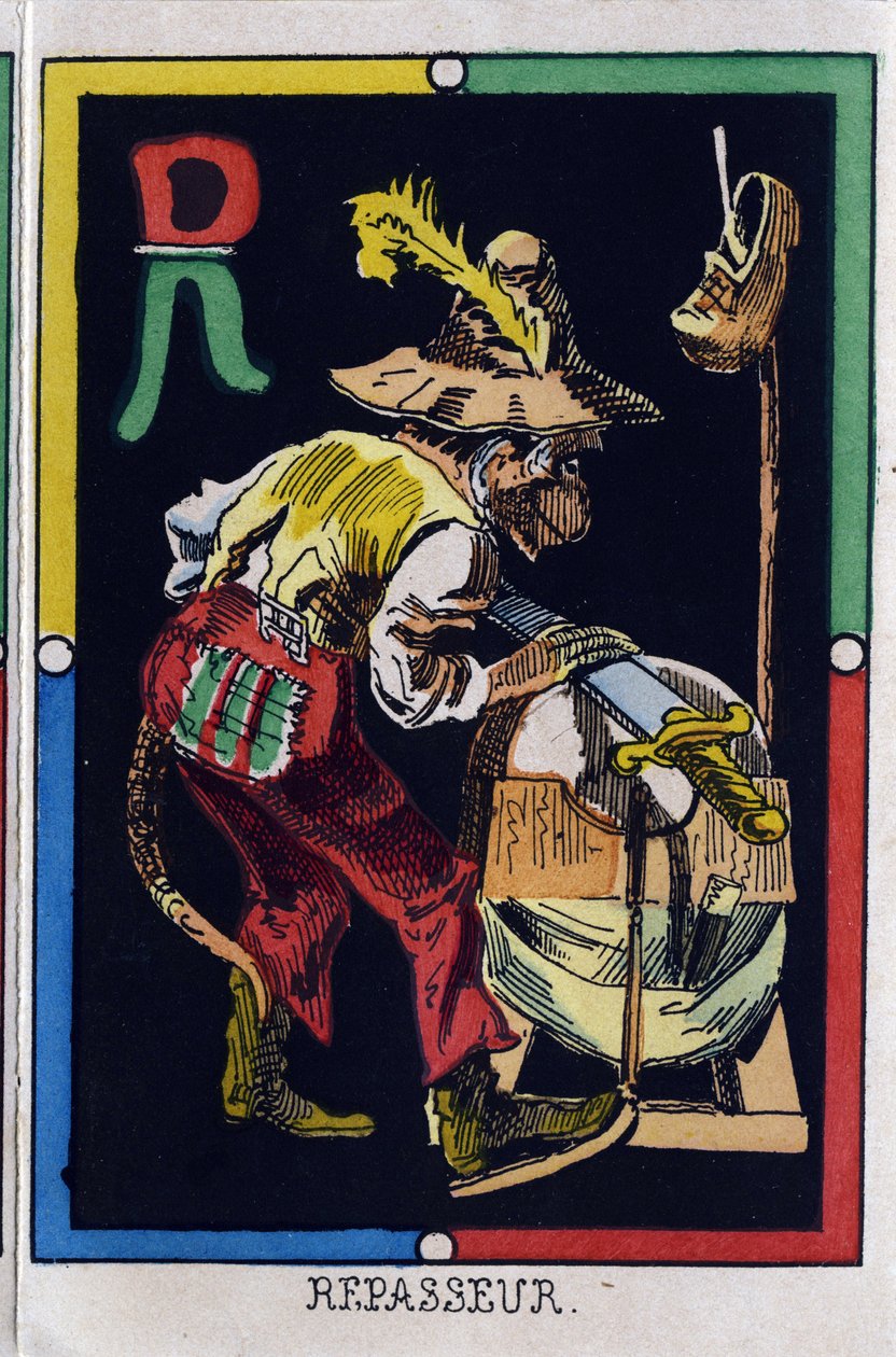R betű, mint lelkész. A majmok ábécéje. Fa metszet. Epinal képalkotása alkotó: French School