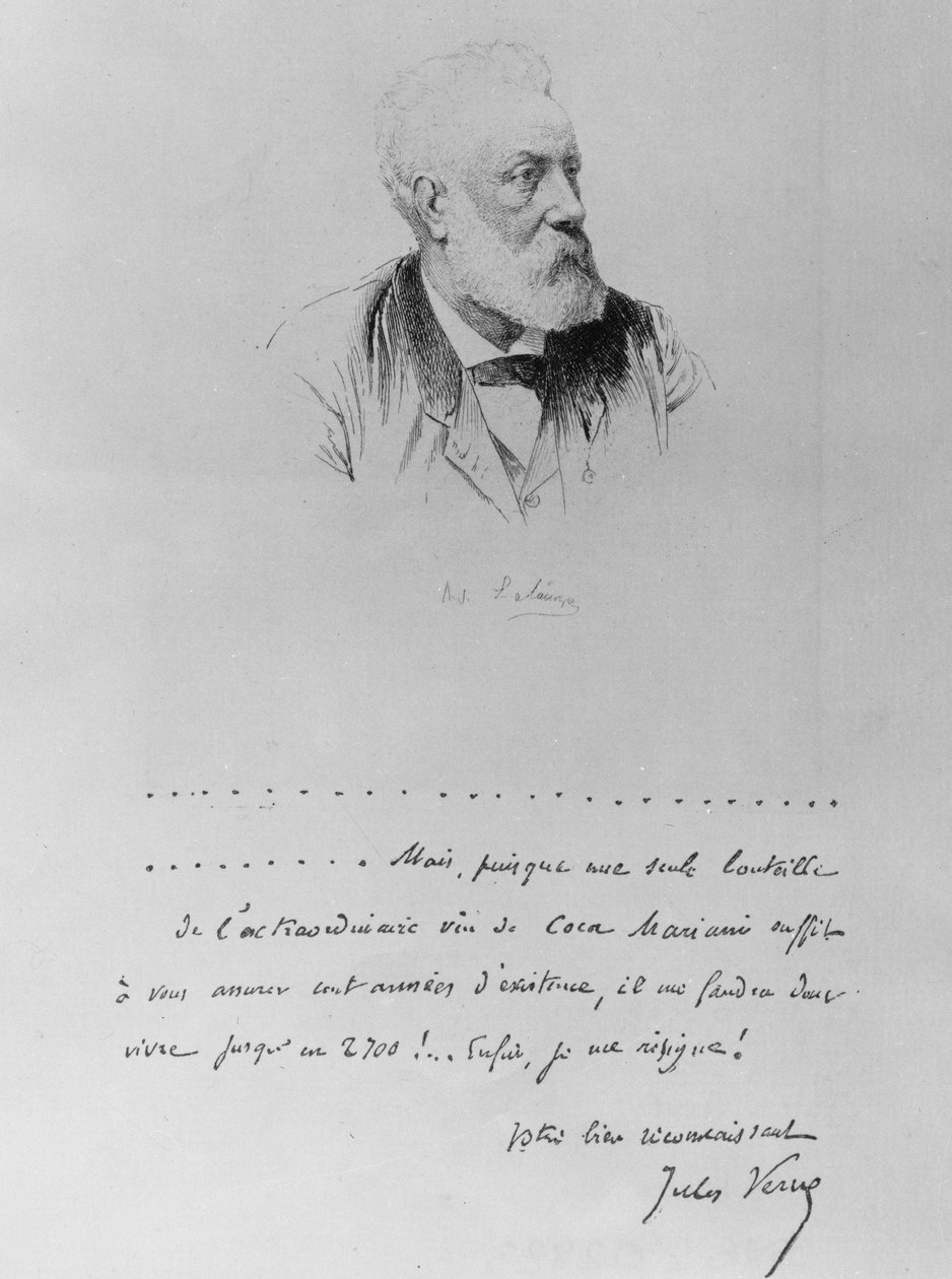 Jules Verne levele az író portréjával (1828-1905). alkotó: French School