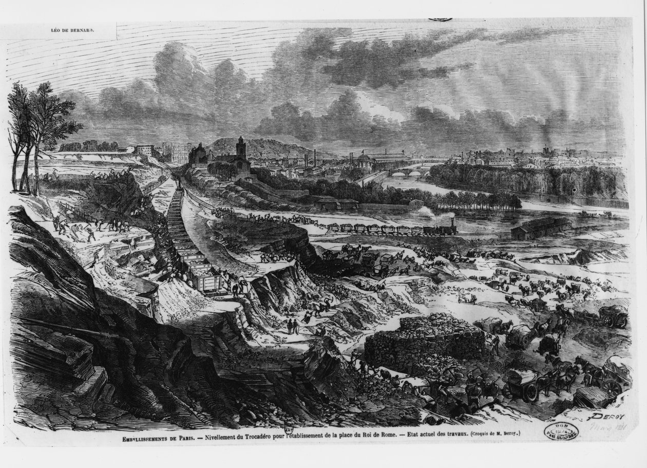 A Chaillot-hegy szintezése a Roi de Rome hely építéséhez 1812-13-ban alkotó: French School