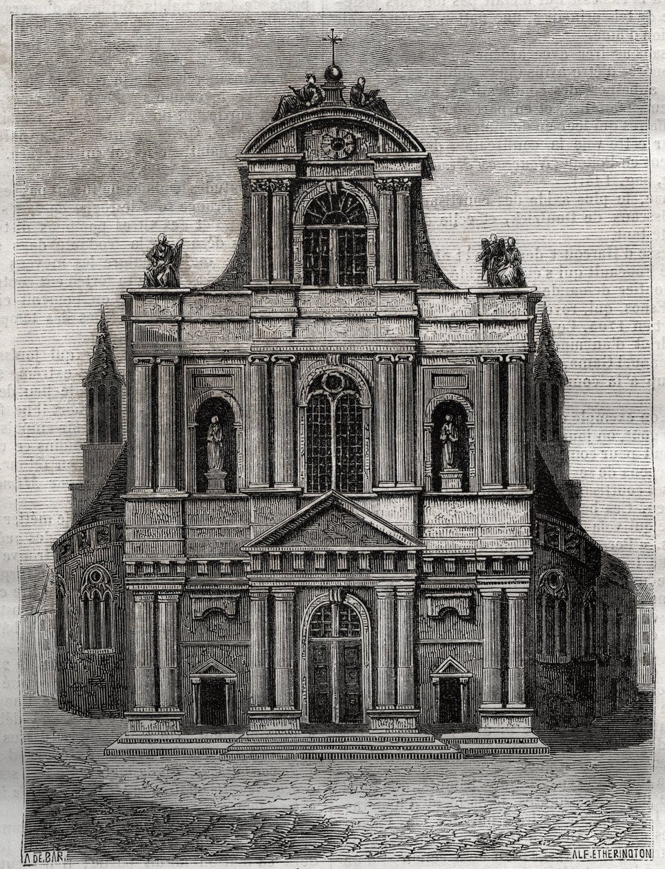 Szent Gervais Szent Protais templom (Saint-Gervais-Saint-Protais) (II. Metezeau Kelemen homlokzata) Párizs (4. arr) Metszet „” Párizs fizikai, polgári és erkölcsi történelme: a legrégibb történelmi időktől napjainkig ” írta: Jacques Antoine Dulaure alkotó: French School