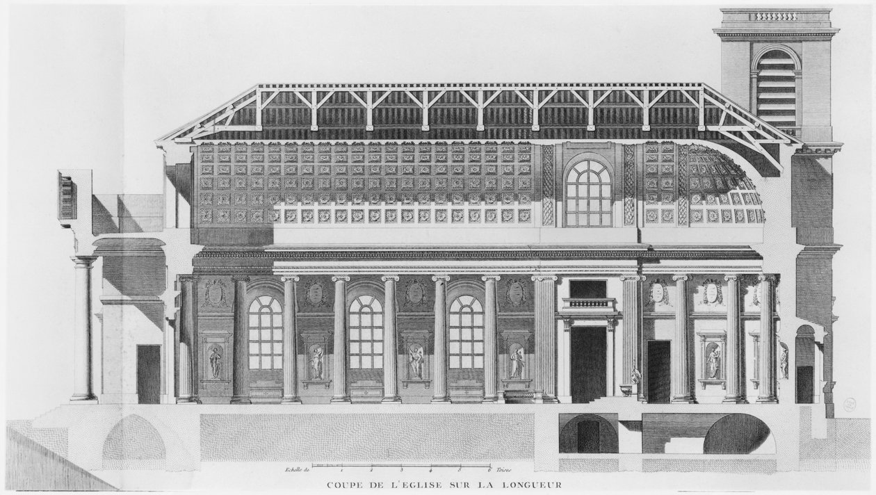 A párizsi Saint-Philippe-du-Roule templom hosszanti keresztmetszete alkotó: French School