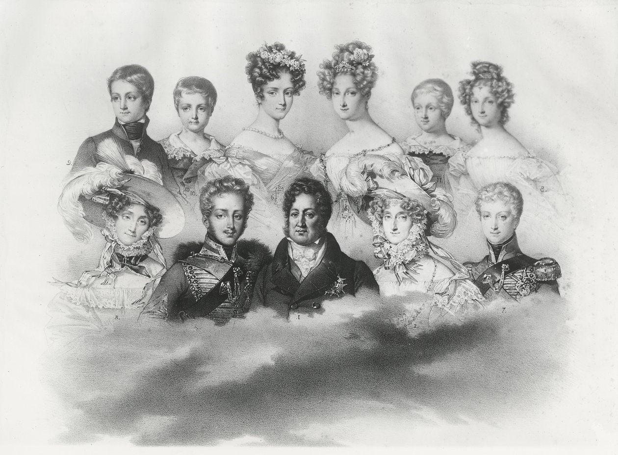 I. Lajos Fülöp és családja 1830-ban (metszet) alkotó: French School