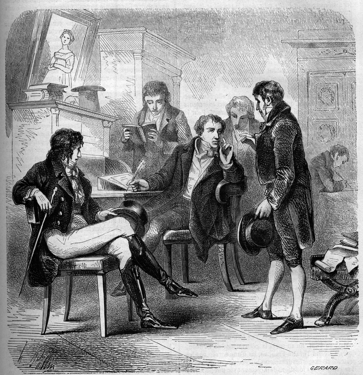 Louis Benoit (Louis-Benoit) Picard (1769-1828), francia író és humorista képviselte műtermében. Metszet 1858-ból. alkotó: French School