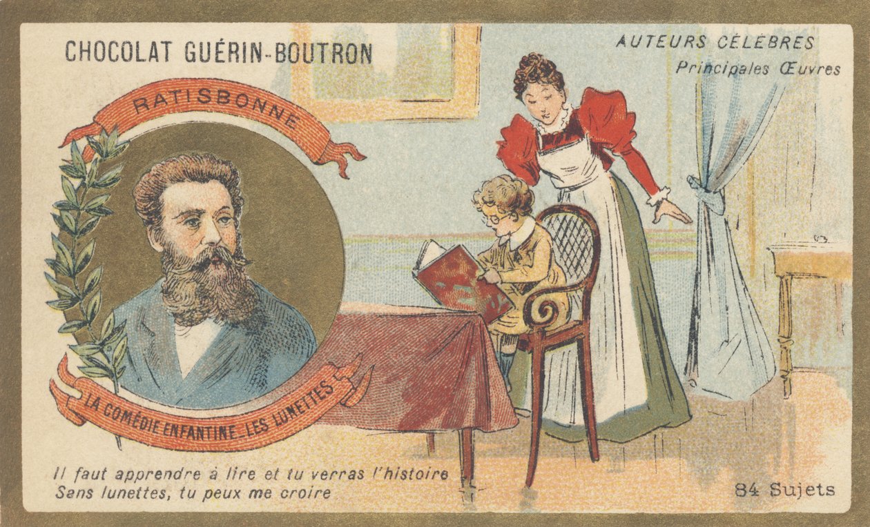 Louis Gustave Fortune Regensbonne (1827-1900), francia levélember, a „La comedie enfantine – Les lunettes” (1861) szerzője alkotó: French School