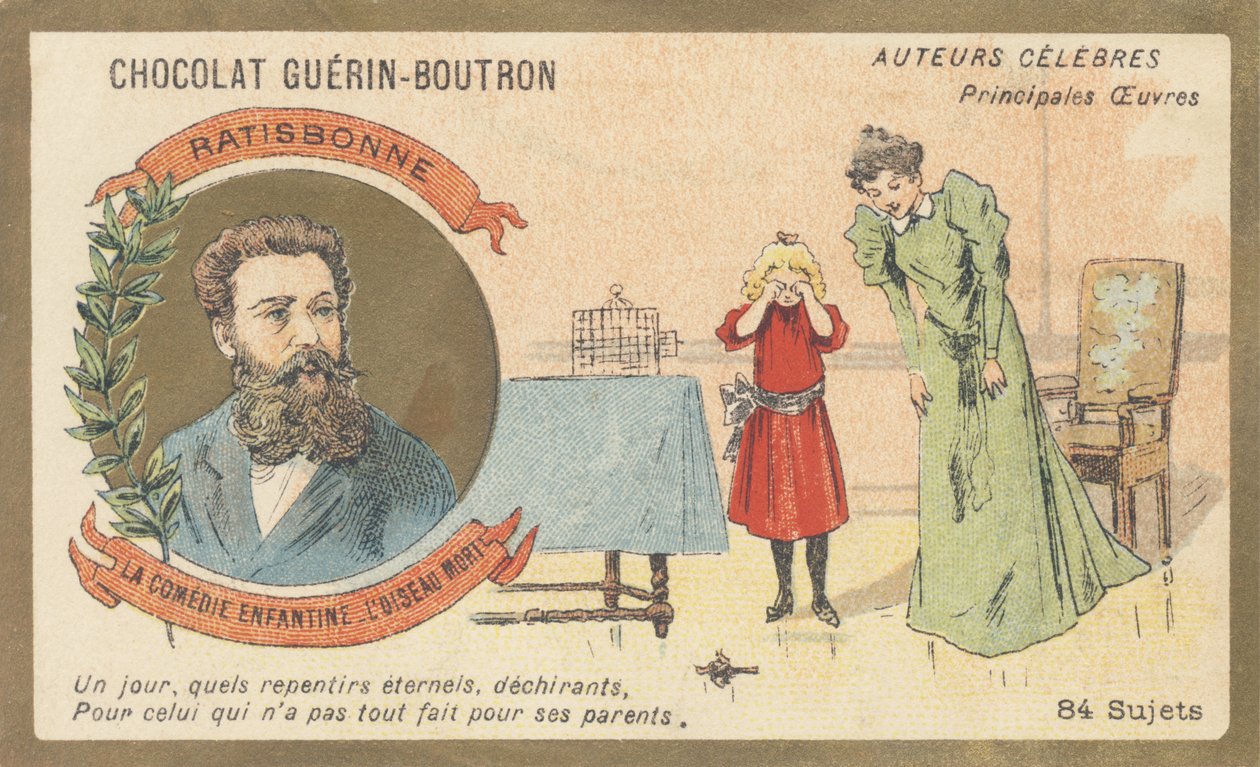 Louis Gustave Fortune Regensbonne (1827-1900), francia levélember, a „La comedie enfantine – L’oiseau mort” (1861) szerzője alkotó: French School