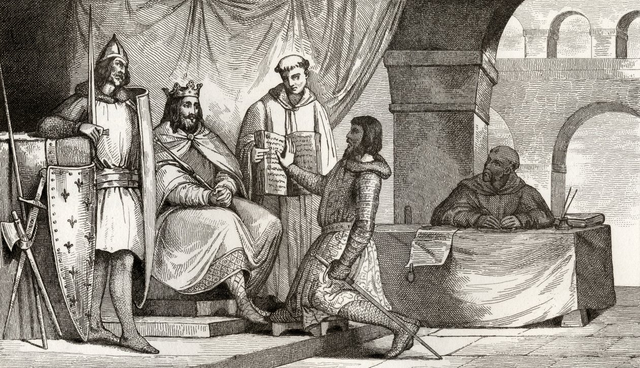 II. Lajos (848-79), a dadogó hűségesküt kap egy nemestől Colart „Histoire de France” című művéből, amely 1840 körül jelent meg. alkotó: French School
