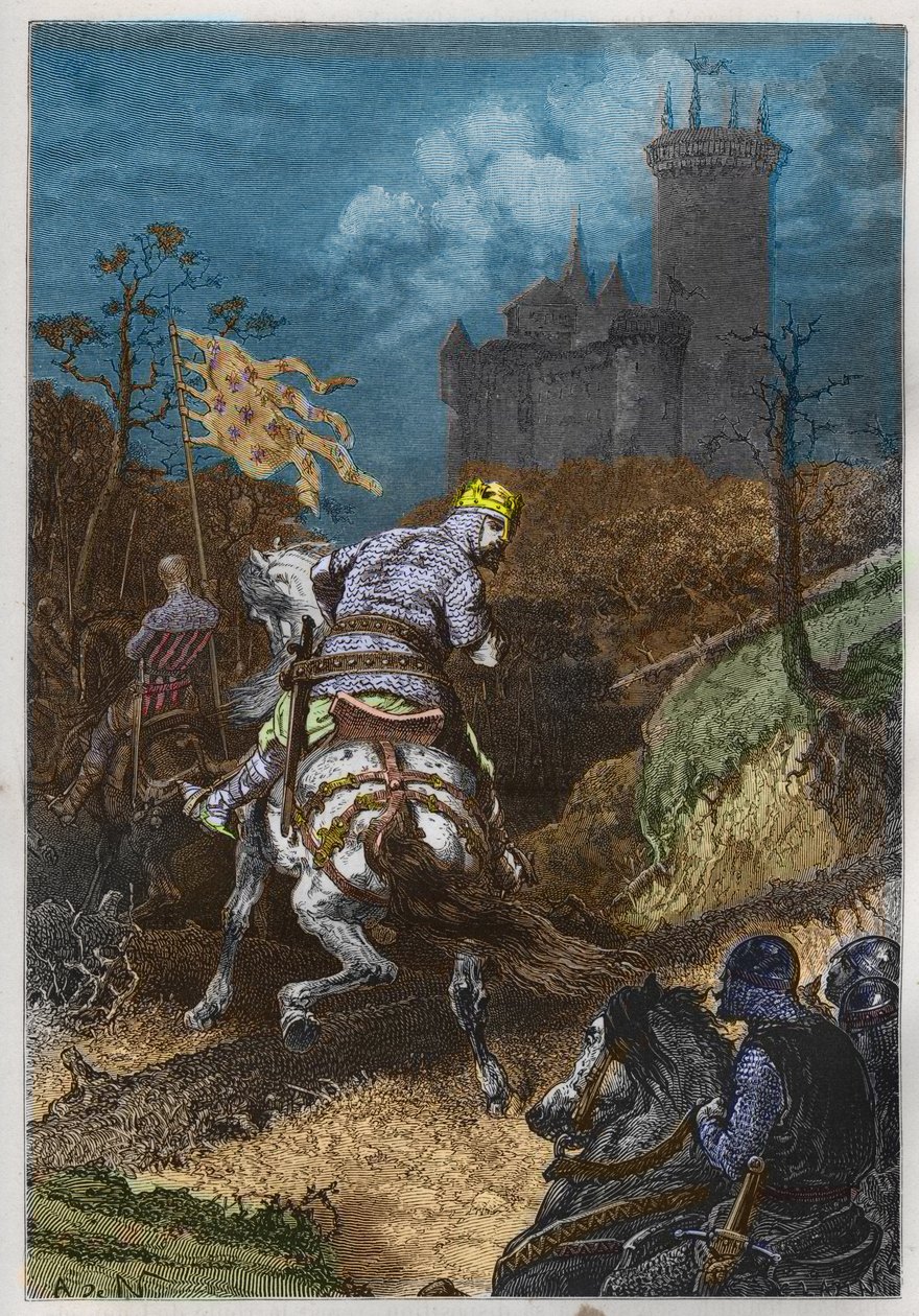 VI. Lajos „le Gros”-nak hívta (1081-1137), A. expedícióján. DE NEUVILLE - Kövér Lajos egy expedíción metszet a "" Franciaország története mesélt az unokáimnak" című könyvből" - Francois Guizot - 1872-1876 alkotó: French School