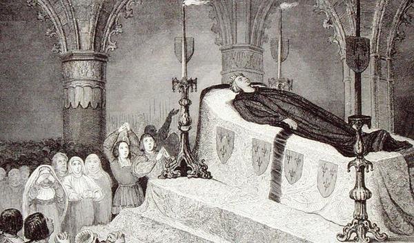 XII. Lajos (1462-1515) A nép atyja temetésén” Colart „Histoire de France” című művéből, 1840 körül megjelent (metszet) alkotó: French School
