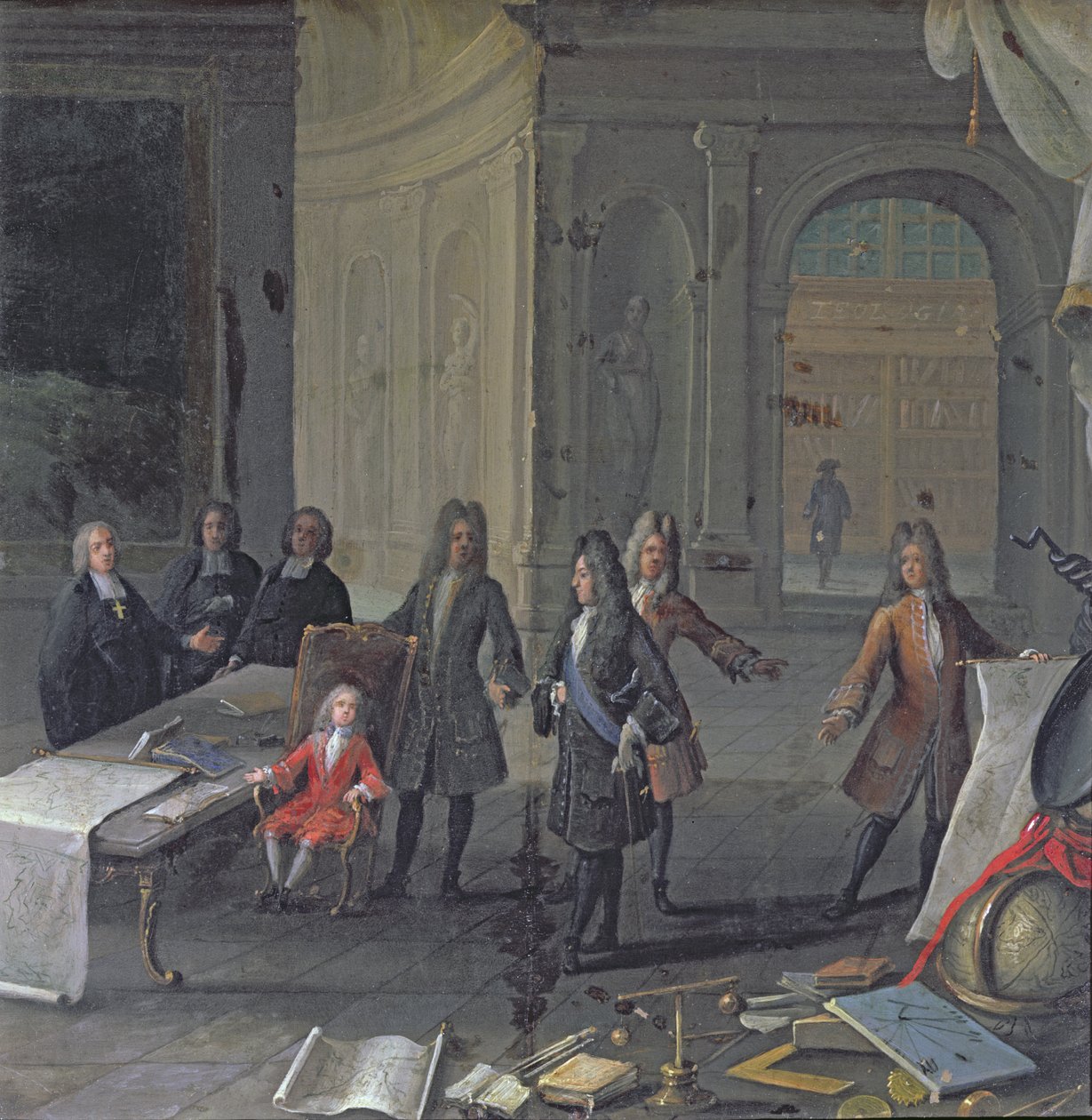 XIV. Lajos dédunokája, a leendő XV. Lajos óráján vesz részt, 1715 körül alkotó: French School