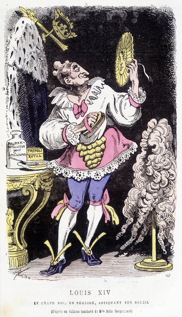 XIV. Lajos: a nagy király, elhanyagolt, napfényt sugároz – Touchatout „” Histoire de France Tintamarresque” című könyvében alkotó: French School