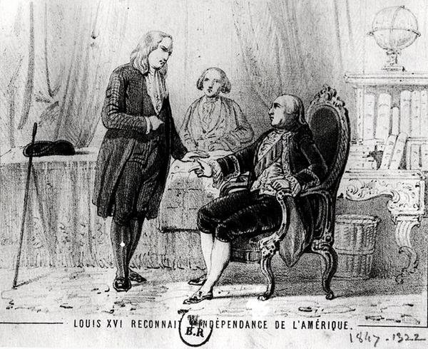 XVI. Lajos (1754-1793) elismeri az amerikai függetlenséget 1783-ban. alkotó: French School