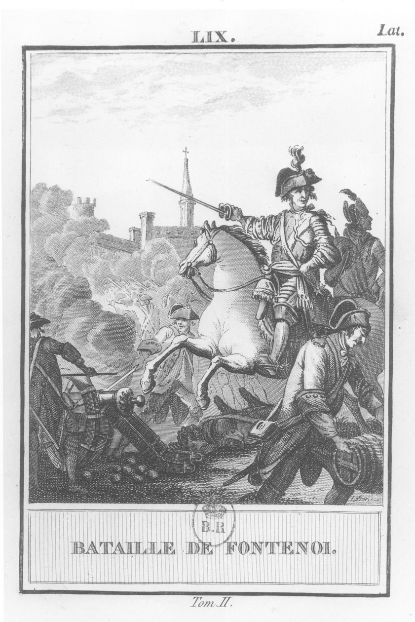 XV. Lajos (1710-74) a fontenoyi csatában, 1745. május 11-én, alkotó: French School