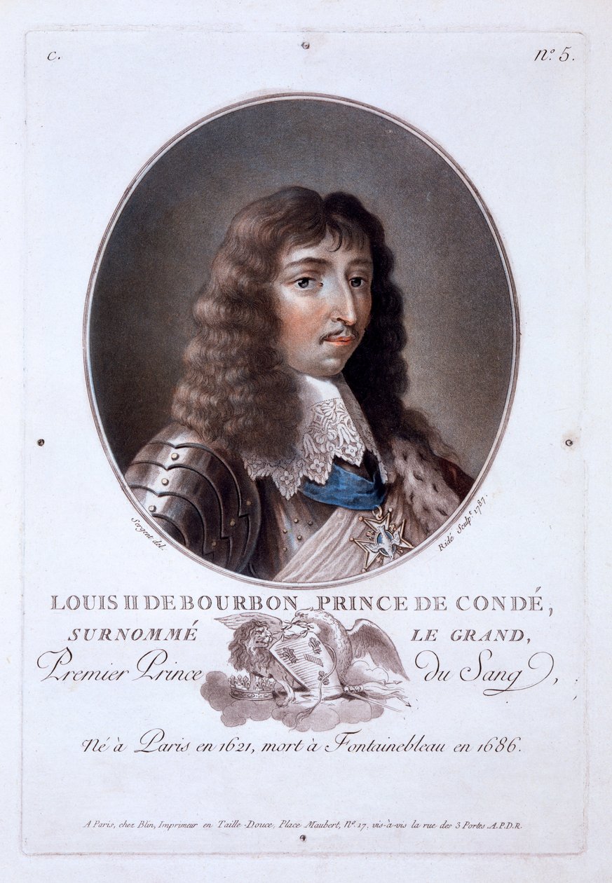 Louis de Bourbon, de Condé herceg, a Nagy férfiak, jeles nők és emlékezetes francia alanyok portréiból, 1787-92 alkotó: French School