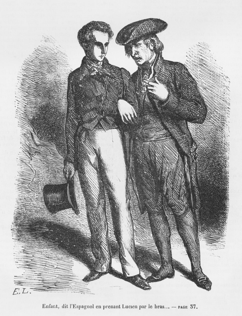 Lucien de Rubempre és Carlos Herrera, illusztráció a Les Illusions perdues című művéből, Honore de Balzactól alkotó: French School
