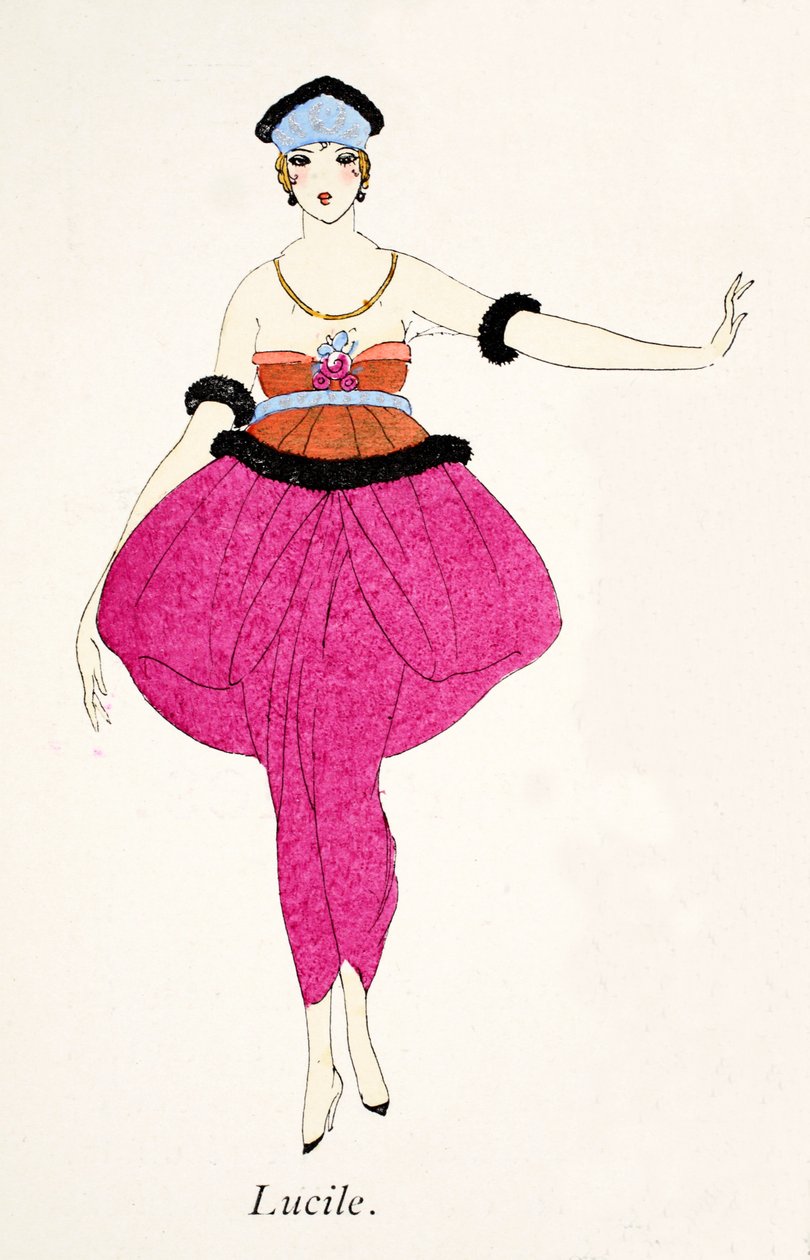 Lucile – ruhadizájn (stencilnyomat) alkotó: French School