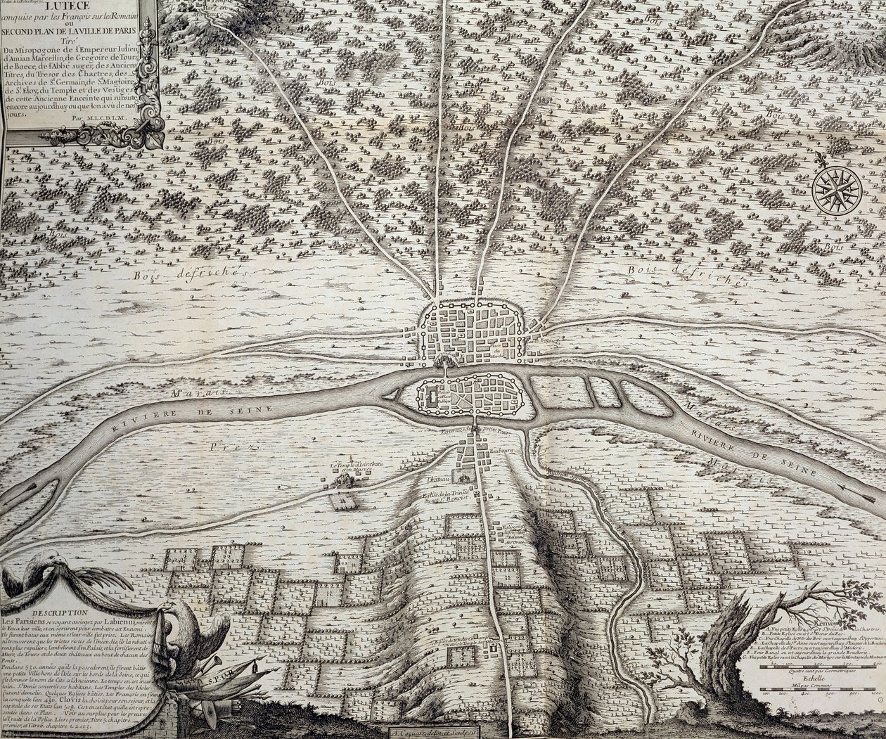 Lutétia vagy Párizs második terve a 4. és 5. században, 1722 alkotó: French School