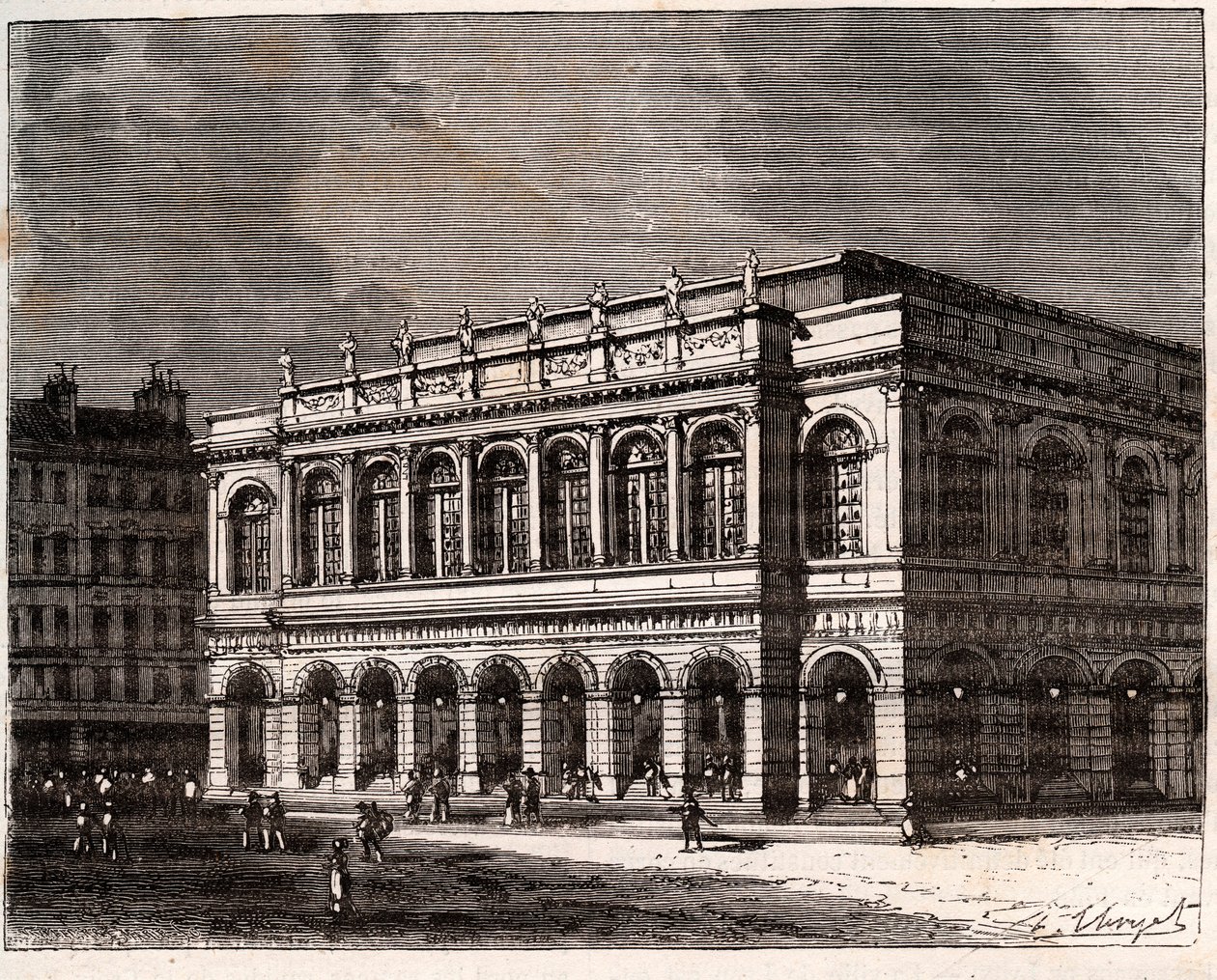 Lyon: Le Grand Theater - metszet a „La France illustree: földrajz, történelem, statisztikai közigazgatás” című könyvében, V.A. Maláta-barna. 1884 alkotó: French School