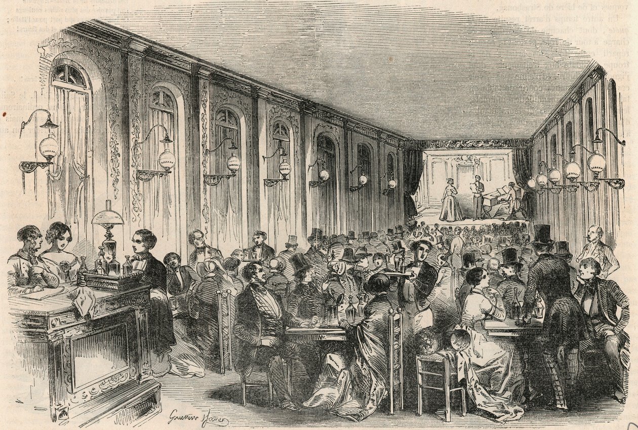 Jouffroy szövegrész lírai lenyomata Párizsban a 19. században – Edmond Texier 1852-es metszete „Tableau-de-Paris”-ban alkotó: French School