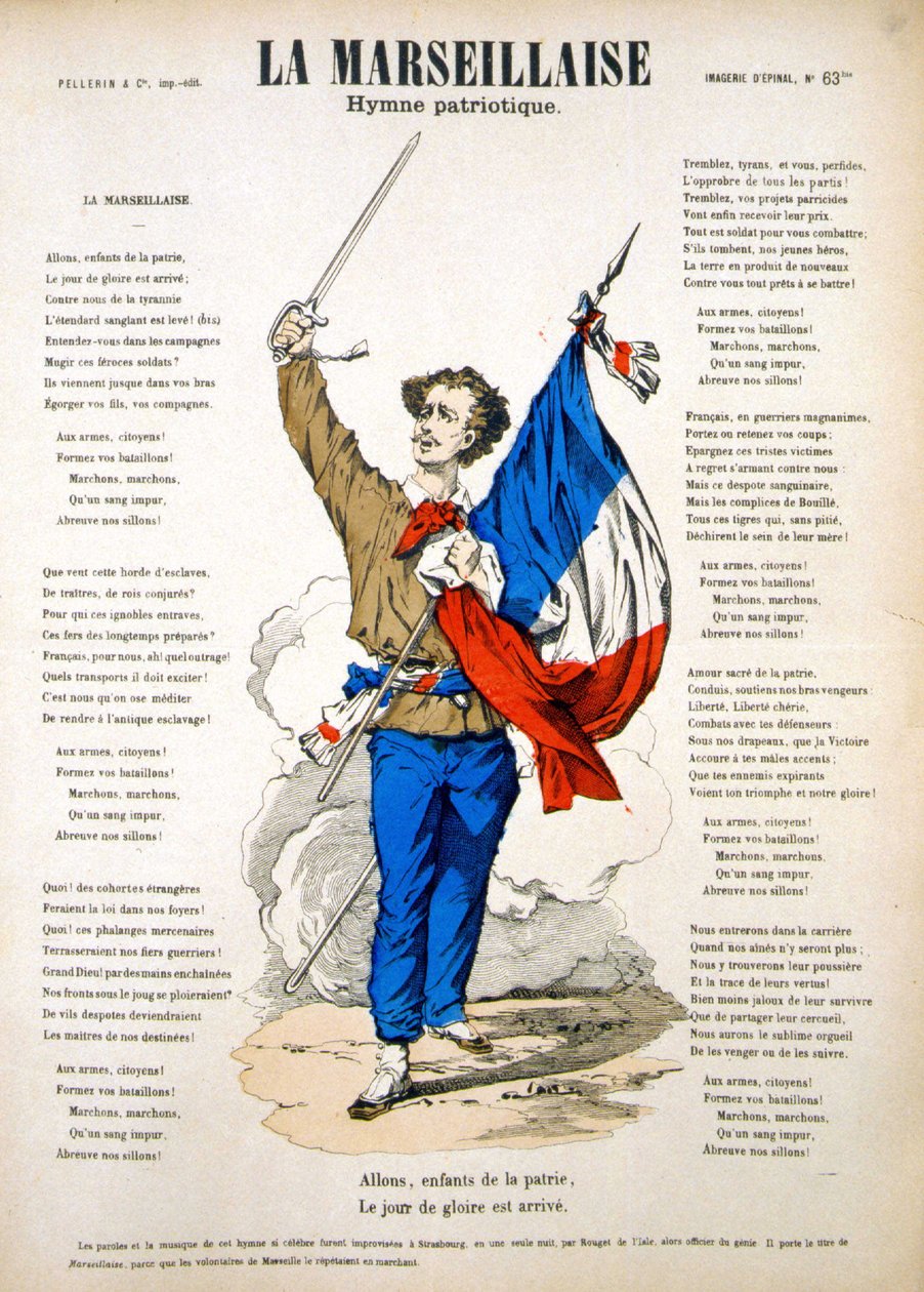 A „” La Marseillaise” szövege. Epinal képe alkotó: French School