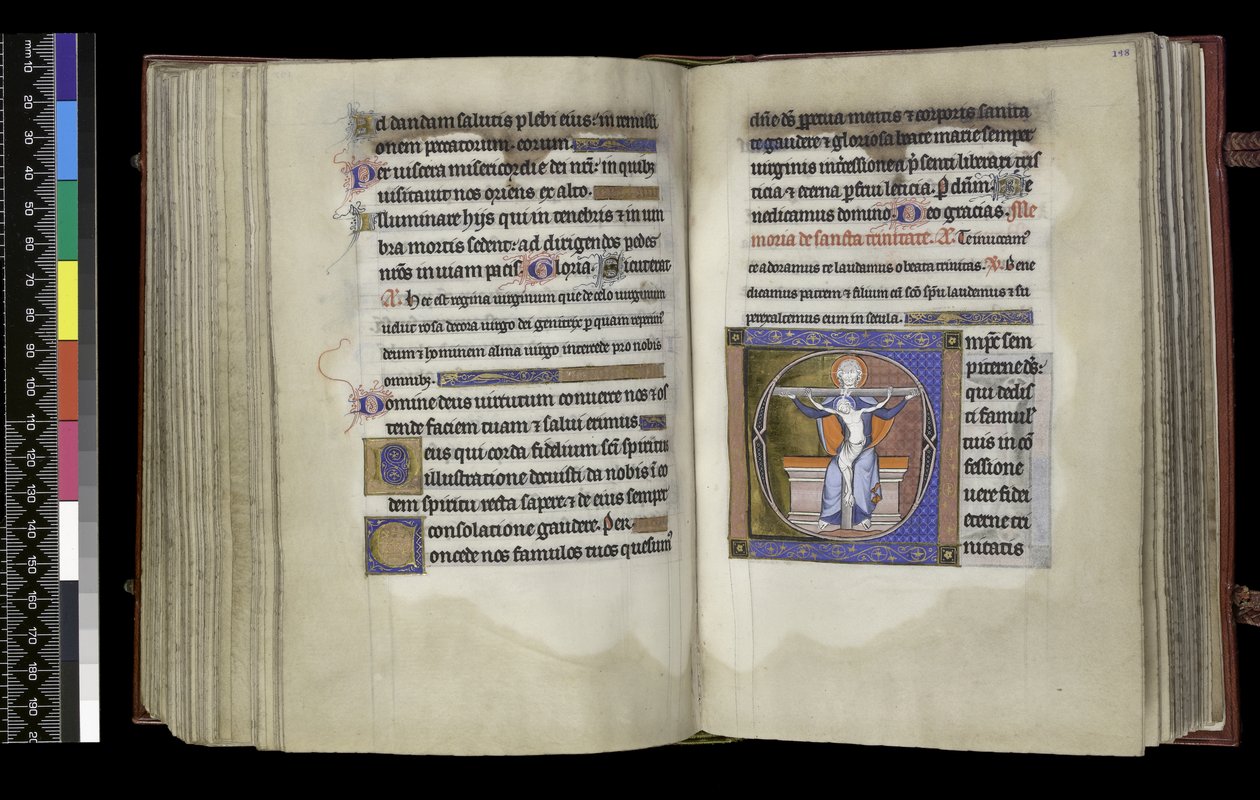MS 300 f.197v-198r, Választójog a Szentháromsághoz, a francia Izabella zsoltárából és óráiból, Párizs, 1265-70 körül (toll, tinta és tempera pergamenen) alkotó: French School