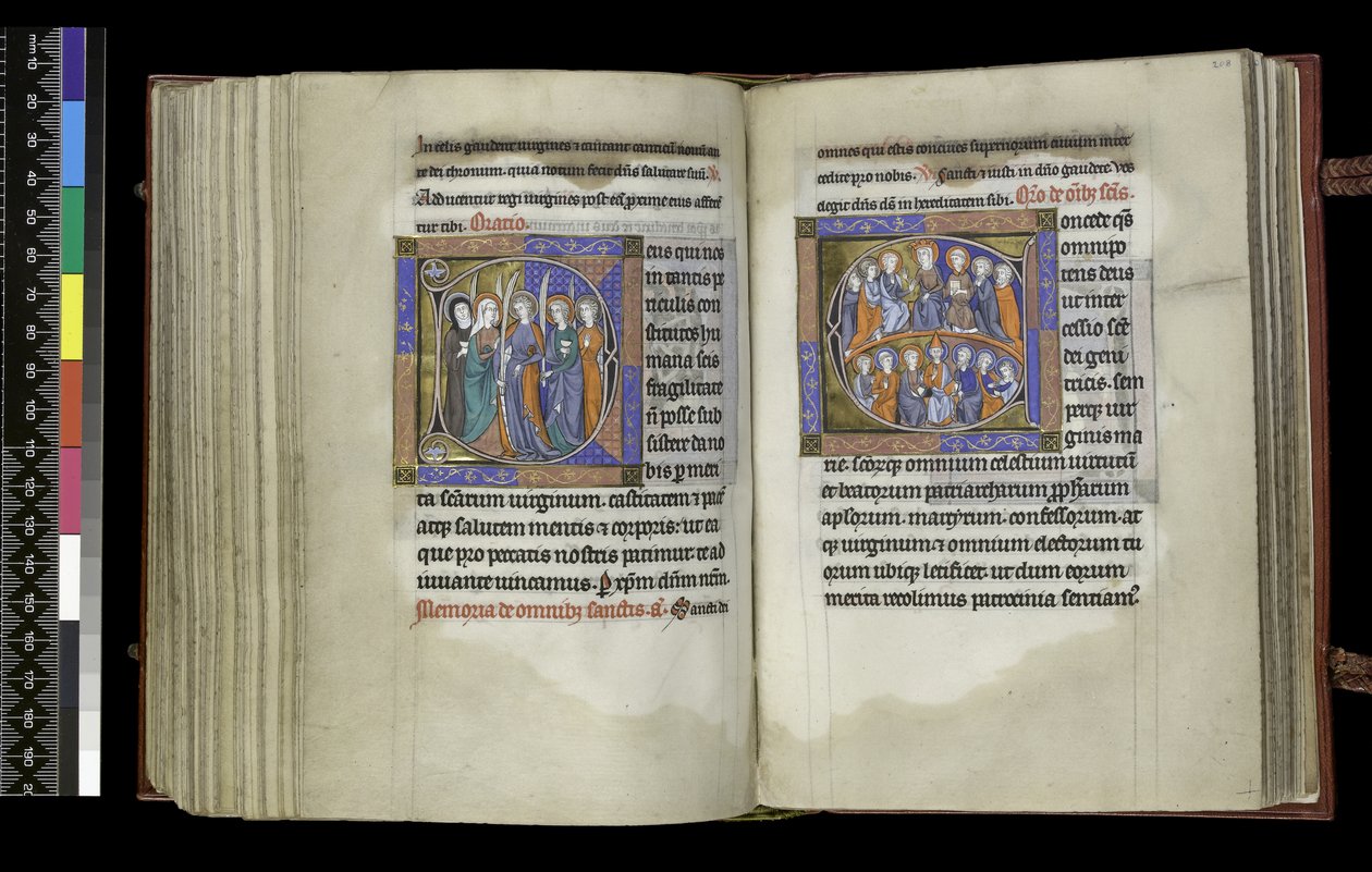 MS 300 f.207v-208r, Választójog a szüzeknek és választójog mindenszenteknek, a francia Izabella zsoltárából és óráiból, Párizs, 1265-70 körül (toll, tinta és tempera pergamenen) alkotó: French School
