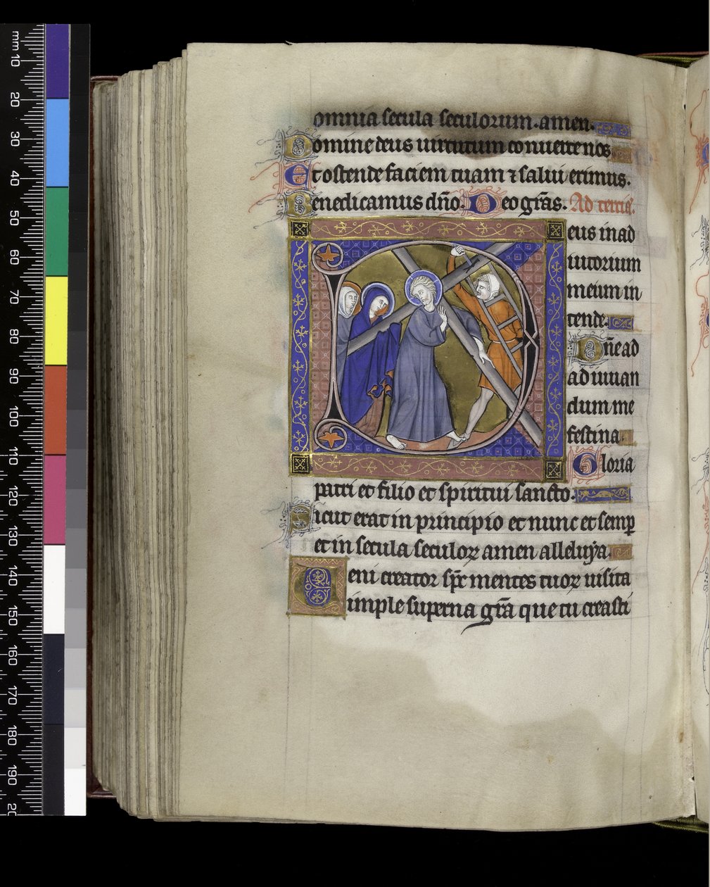 MS 300 f.212v, Terce, a francia Izabella zsoltárából és óráiból, Párizs, 1265–1270 körül (toll, tinta és tempera pergamenen) alkotó: French School