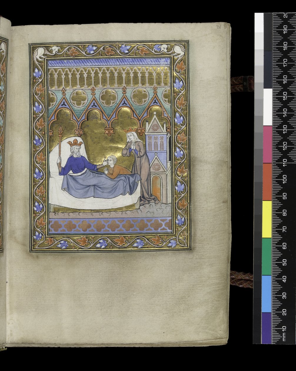 MS 300 f.IVr, fólió a francia Izabella zsoltárából és óráiból, Párizs, 1265–1270 körül (toll, tinta és tempera pergamenen) alkotó: French School