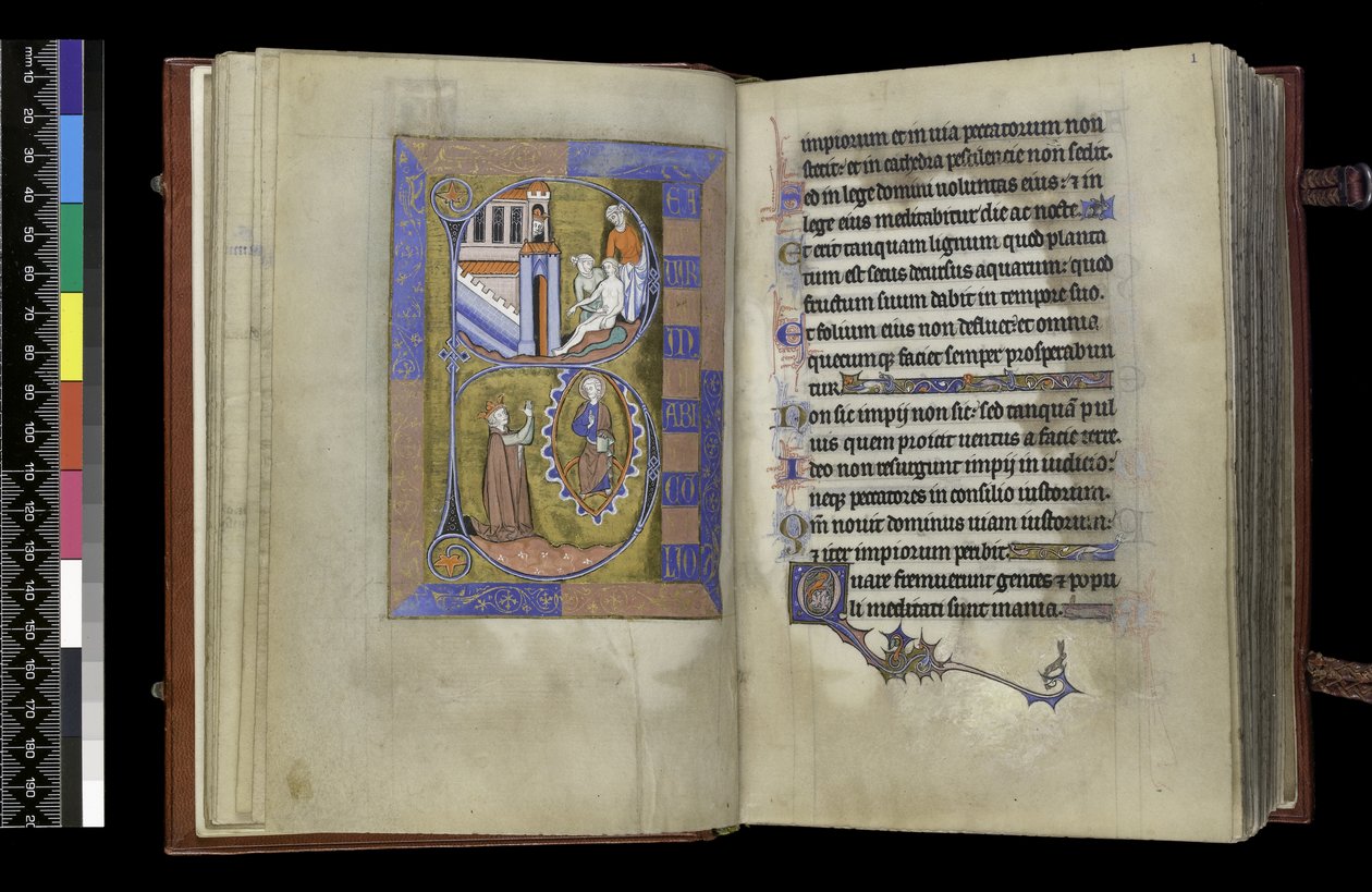 MS 300 f.XIII-1r, a francia Izabella zsoltárából és óráiból, Párizs, 1265-1270 körül (toll, tinta és tempera pergamenen) alkotó: French School