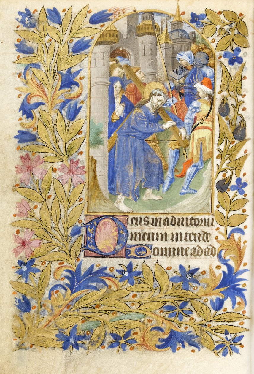 MS 39-1950 f.146v Christ Carrying the Cross, 1464 (arany, ezüst és színes tinta pergamenen) alkotó: French School