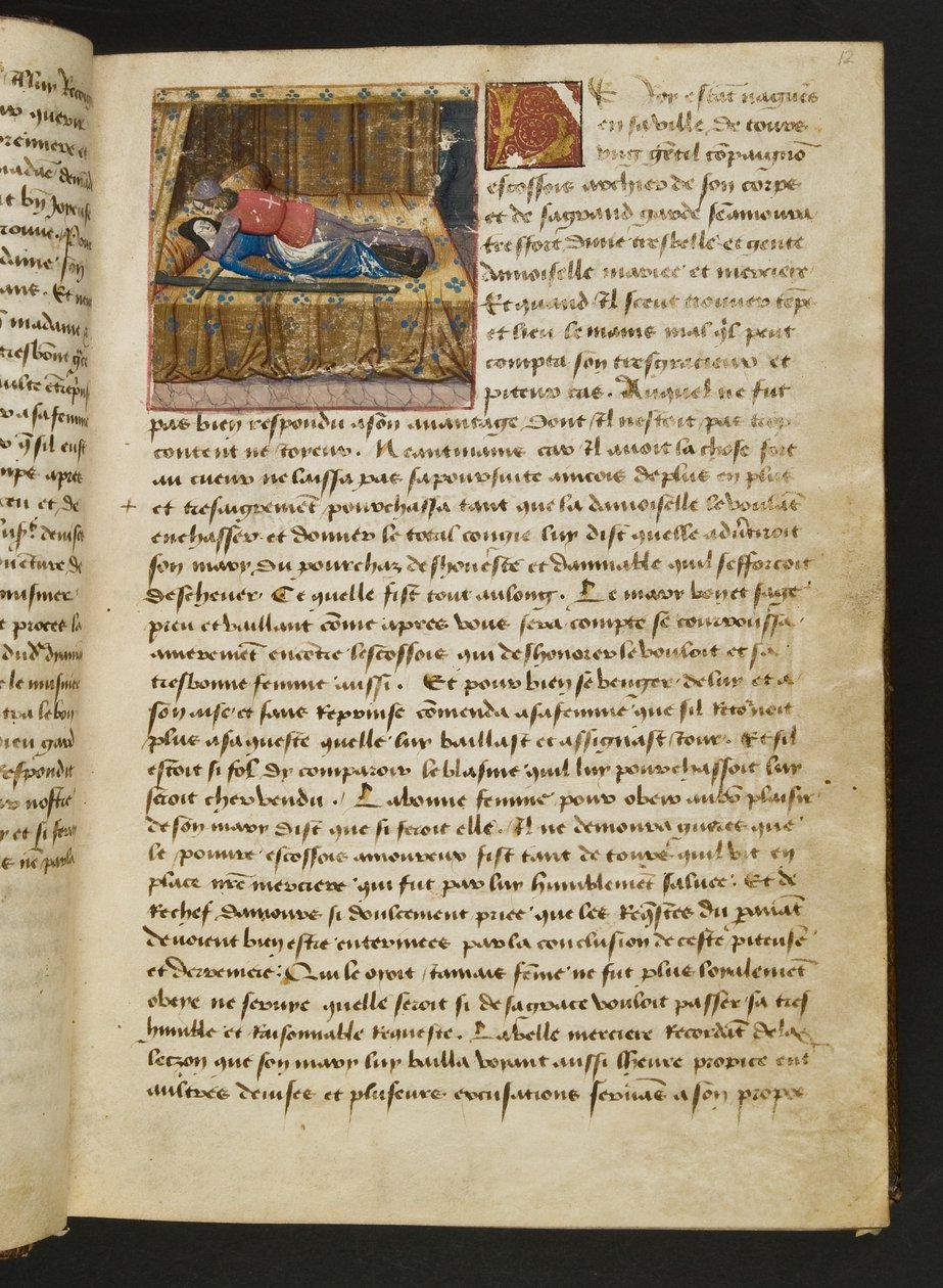 MS Hunter 252 012r oldal a száz új hírből, c.1461-62 alkotó: French School