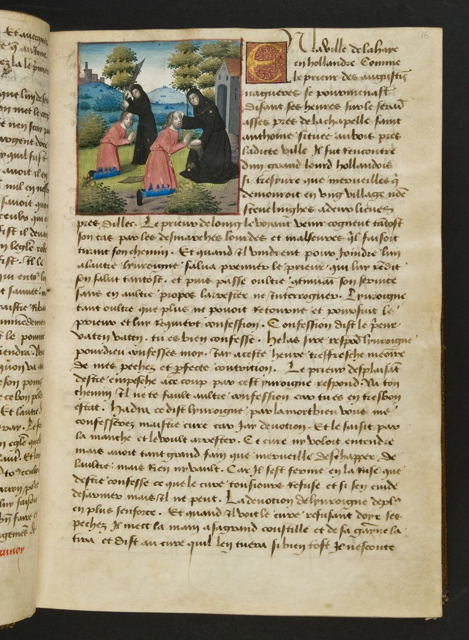 MS Hunter 252 016r oldal a száz új hírből, c.1461-62 alkotó: French School