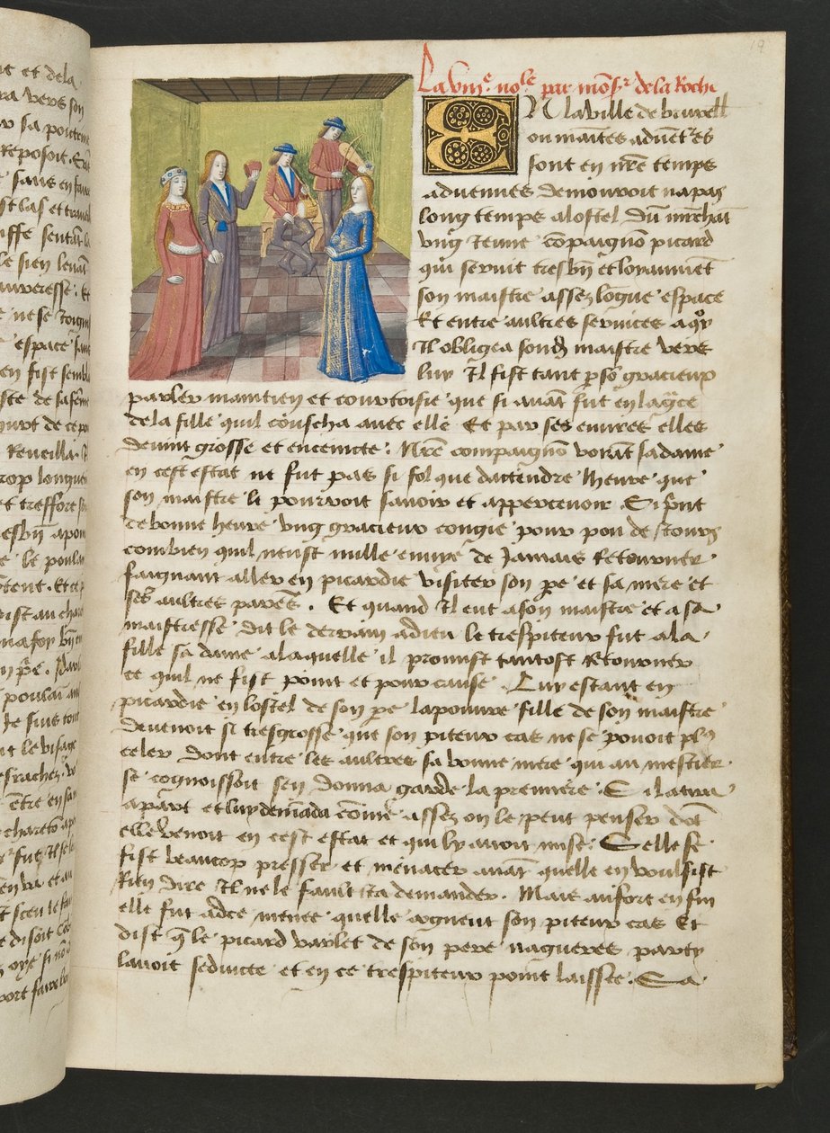 MS Hunter 252 019r oldal a száz új hírből, c.1461-62 alkotó: French School