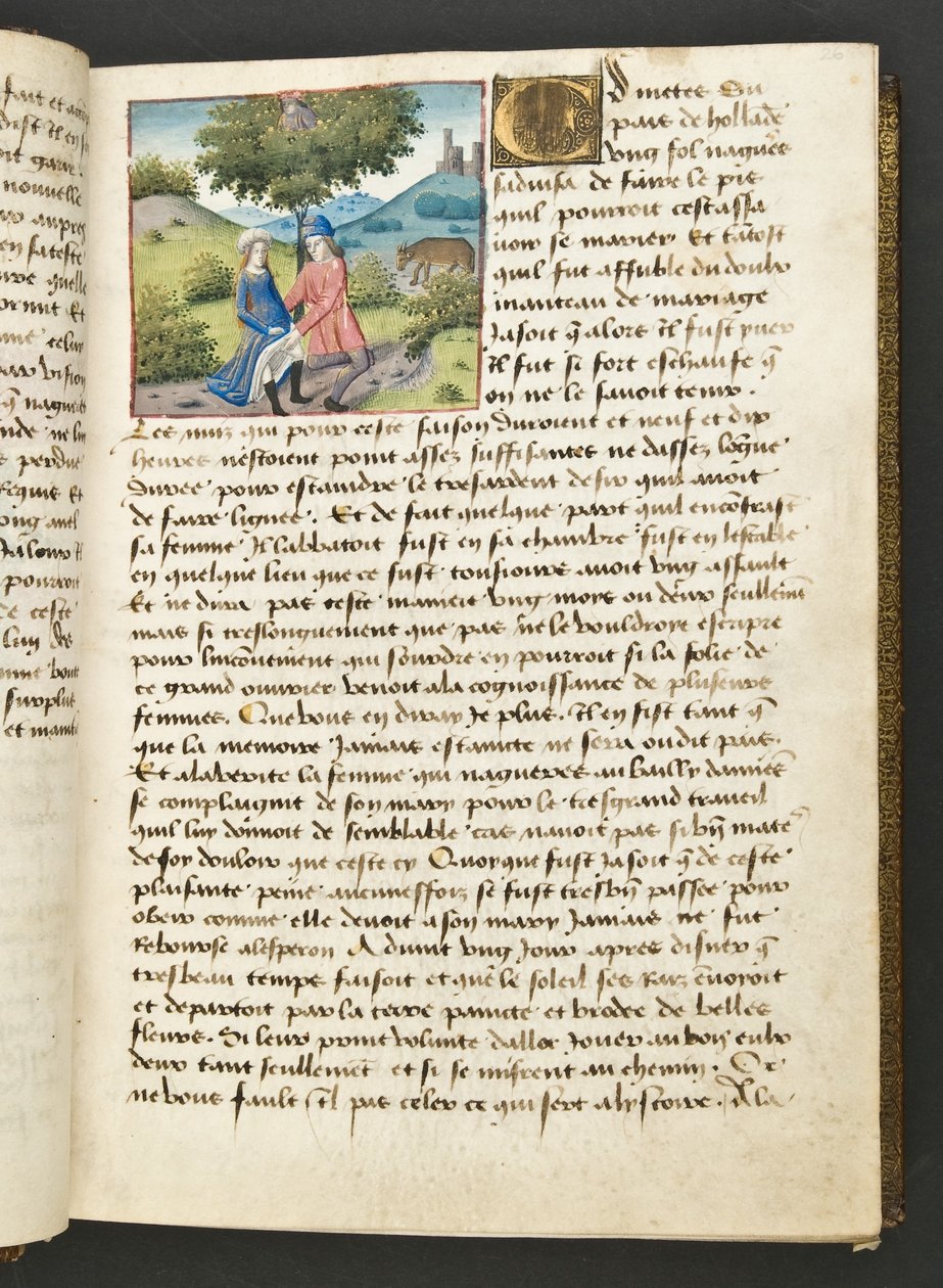 MS Hunter 252 026r oldal a száz új hírből, c.1461-62 alkotó: French School