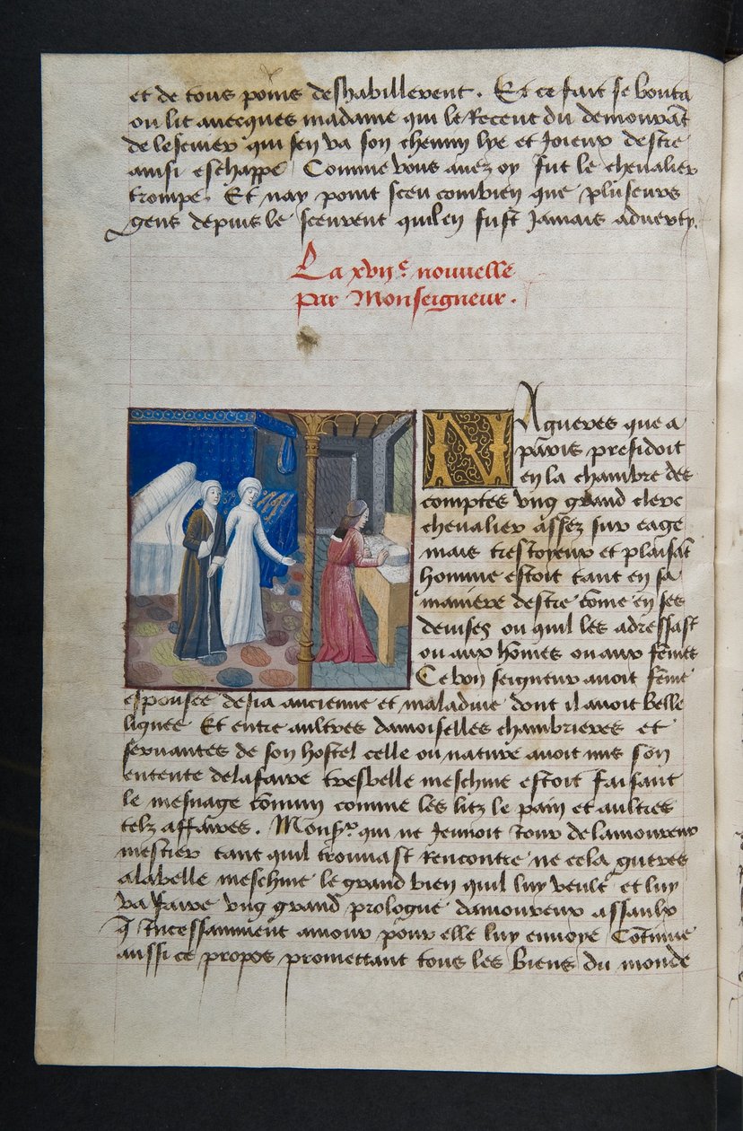 MS Hunter 252 036v oldal a száz új hírből, c.1461-62 alkotó: French School