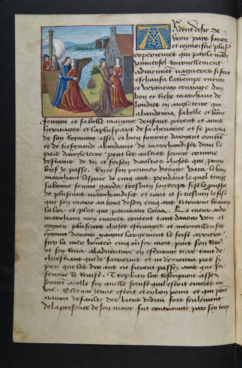 MS Hunter 252 040v oldal a száz új hírből, c.1461-62 alkotó: French School