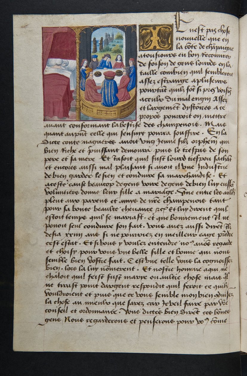 MS Hunter 252 042v oldal a száz új hírből, c.1461-62 alkotó: French School