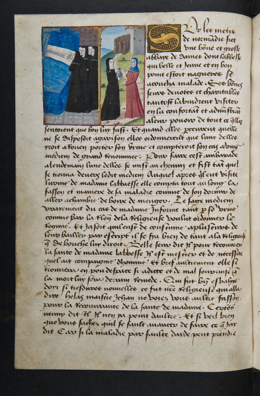 MS Hunter 252 045v oldal a száz új hírből, c.1461-62 alkotó: French School