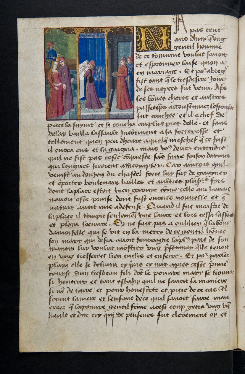 MS Hunter 252 068v oldal a száz új hírből, c.1461-62 alkotó: French School