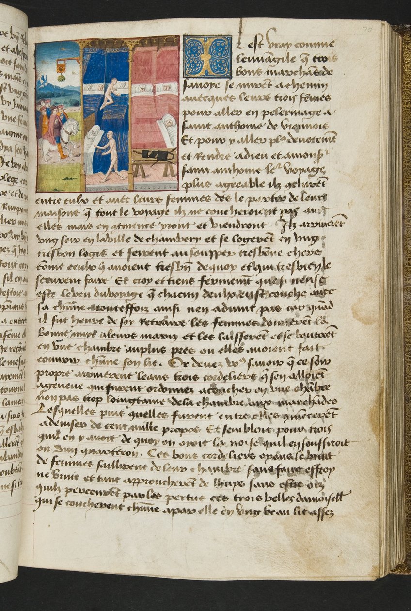 MS Hunter 252 070r oldal a száz új hírből, c.1461-62 alkotó: French School