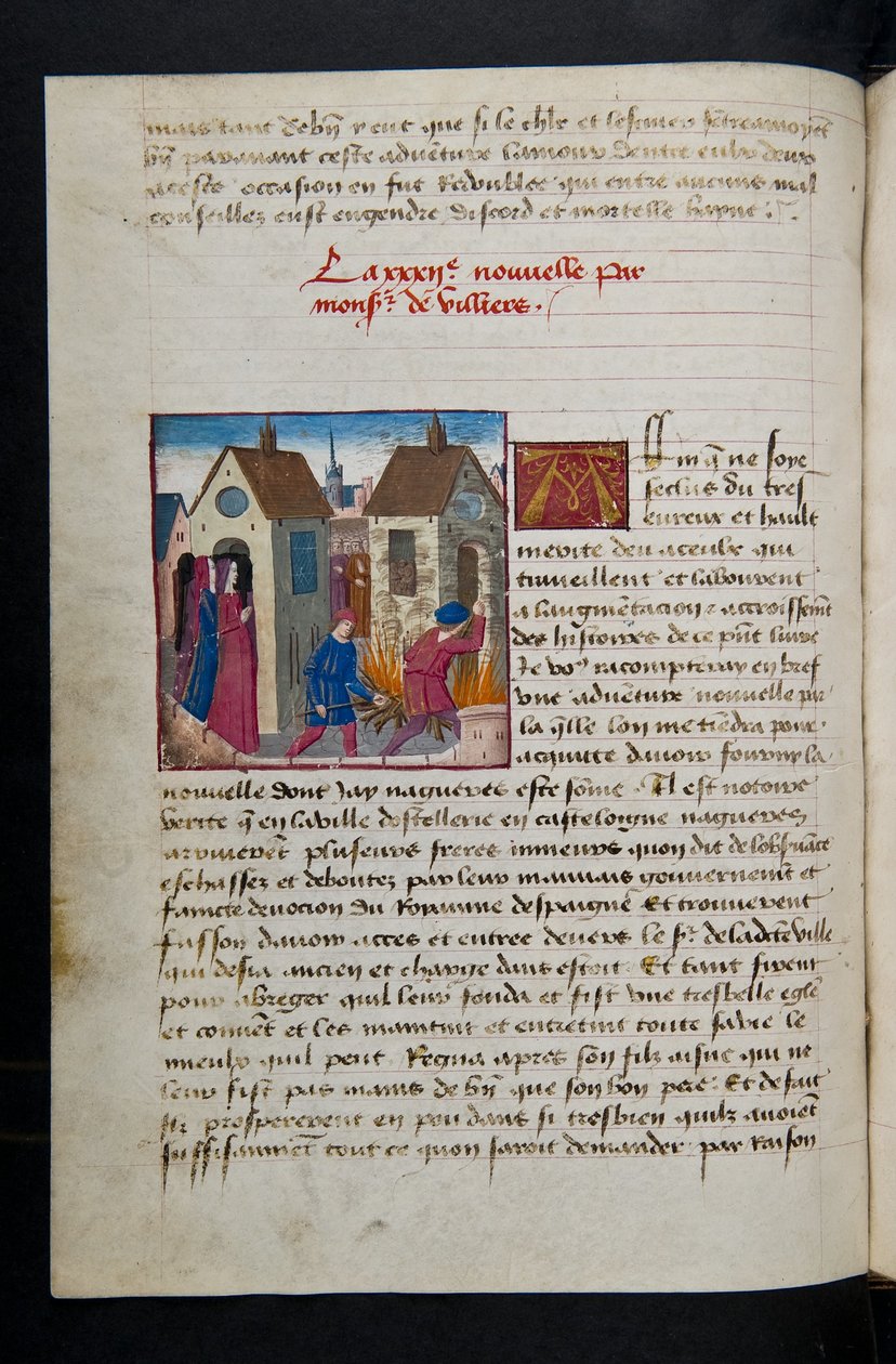 MS Hunter 252 075v oldal a száz új hírből, c.1461-62 alkotó: French School