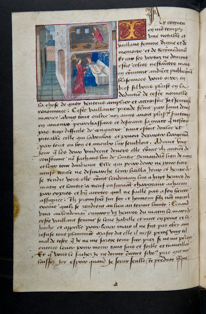 MS Hunter 252 085v oldal a száz új hírből, c.1461-62 alkotó: French School