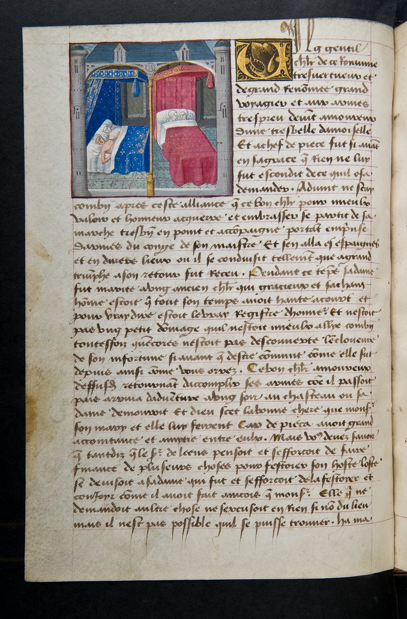 MS Hunter 252 087v oldal a száz új hírből, c.1461-62 alkotó: French School