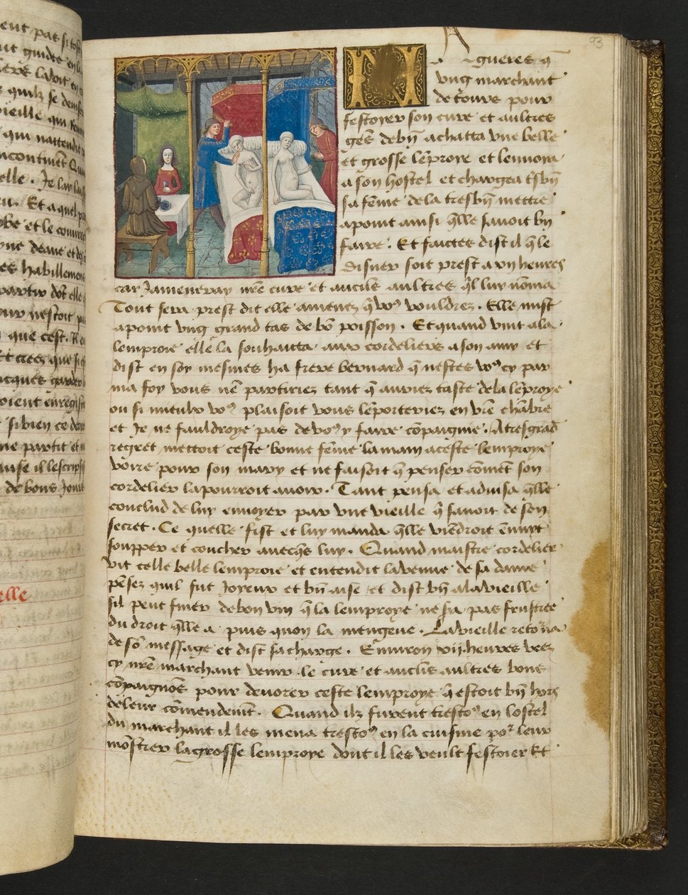 MS Hunter 252 093r oldal a száz új hírből, c.1461-62 alkotó: French School