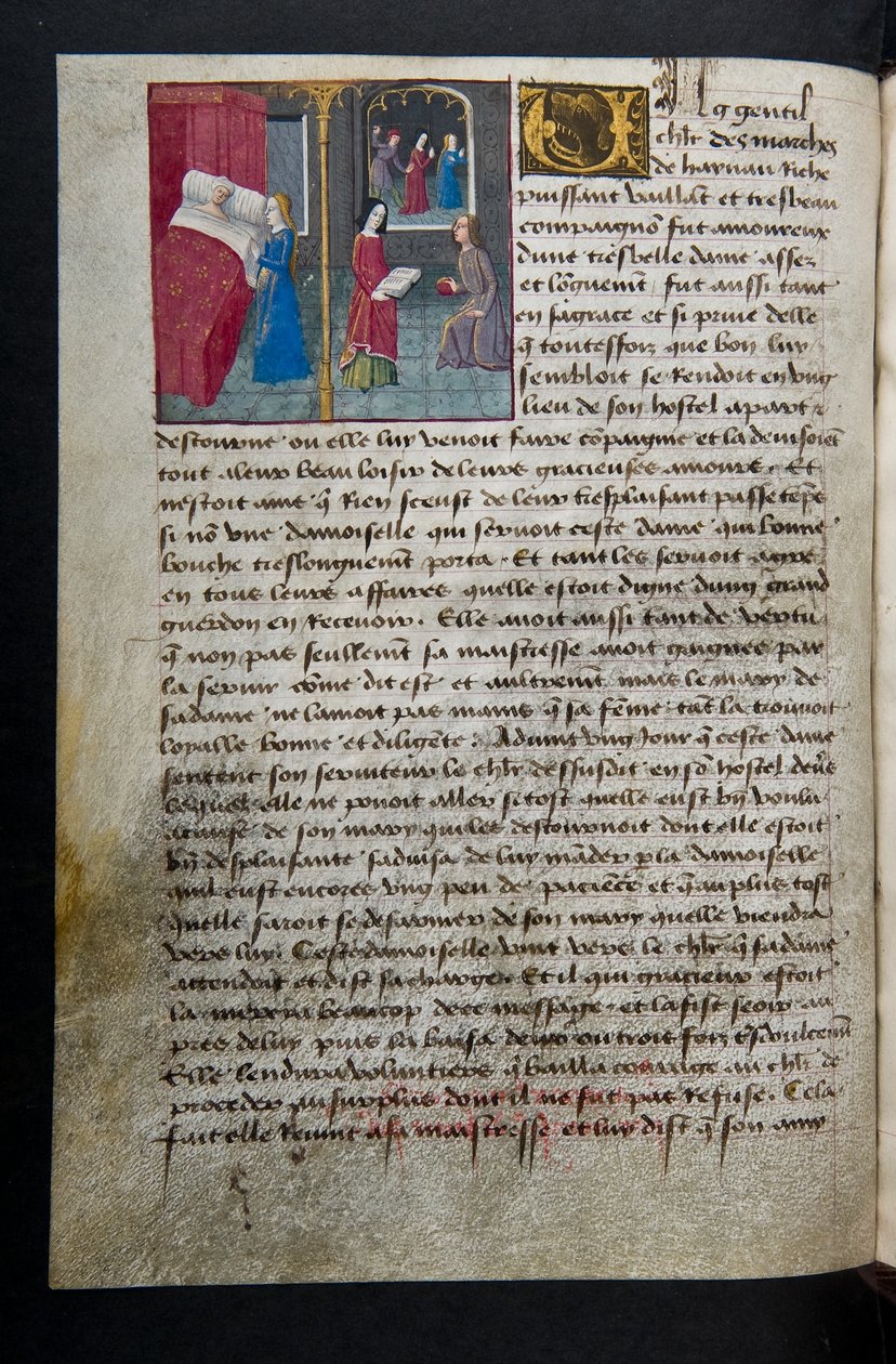MS Hunter 252 095v oldal a száz új hírből, c.1461-62 alkotó: French School