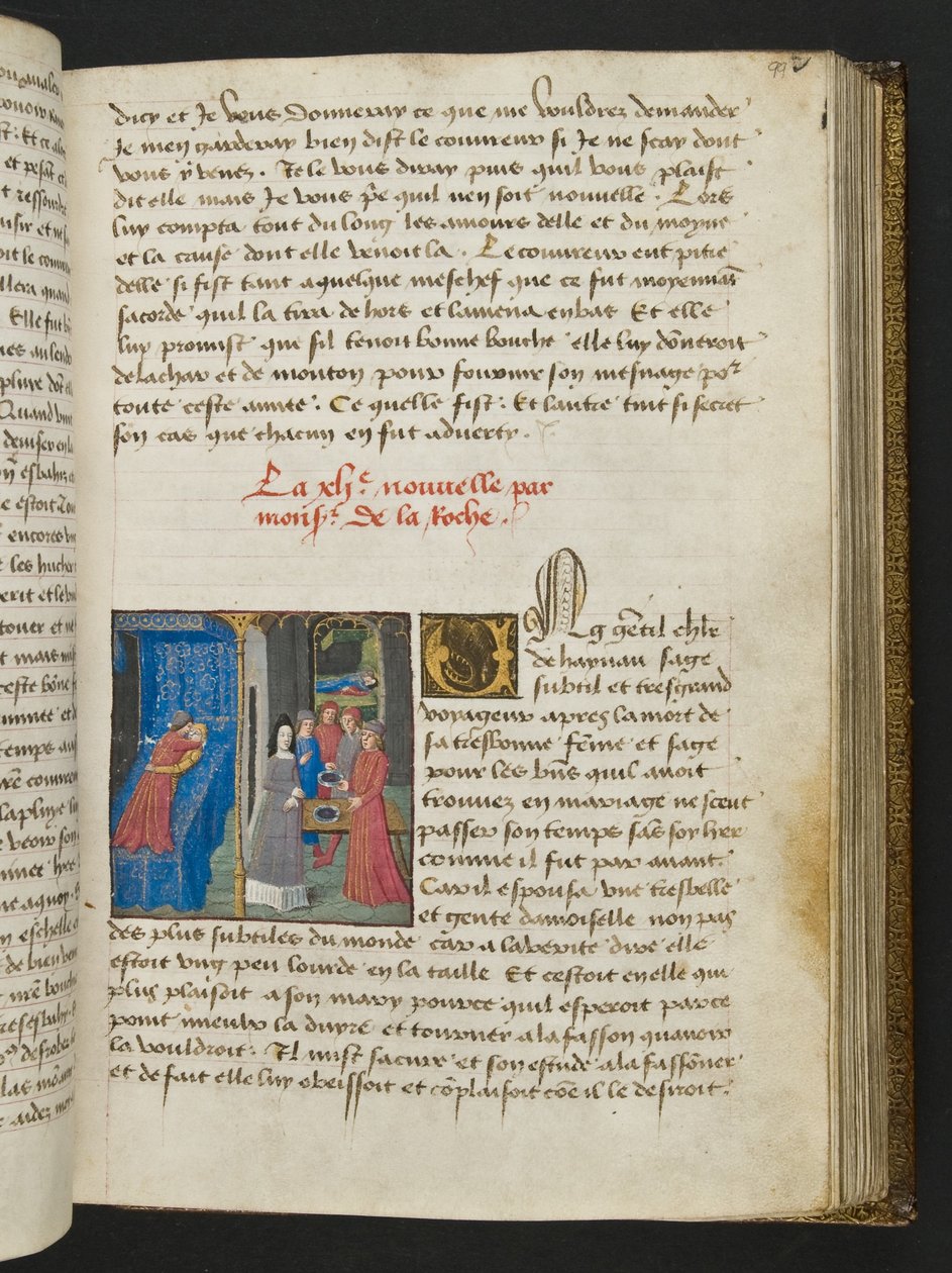 MS Hunter 252 099r oldal a száz új hírből, c.1461-62 alkotó: French School